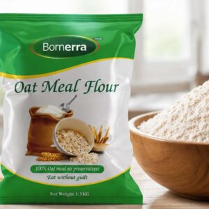 Bornerra Premium Oat Meal Flour 1.5kg retail pack produced in the UK